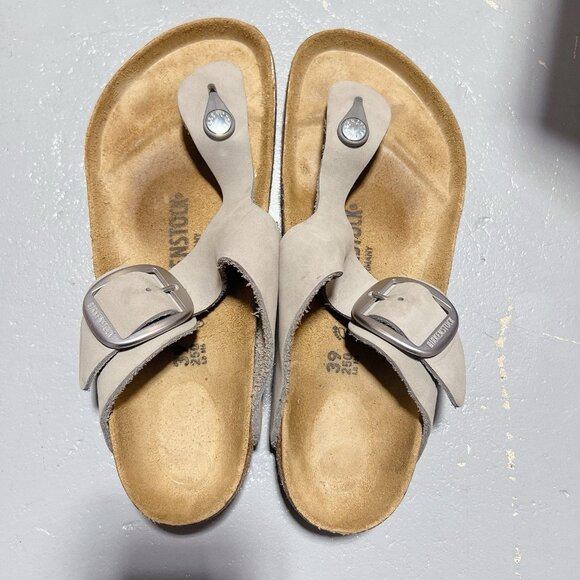 Birkenstock Gizeh Big Buckle Thong Sandal Dove Gray Leather Wms EU 39 US 8-8.5 R - Picture 10 of 14